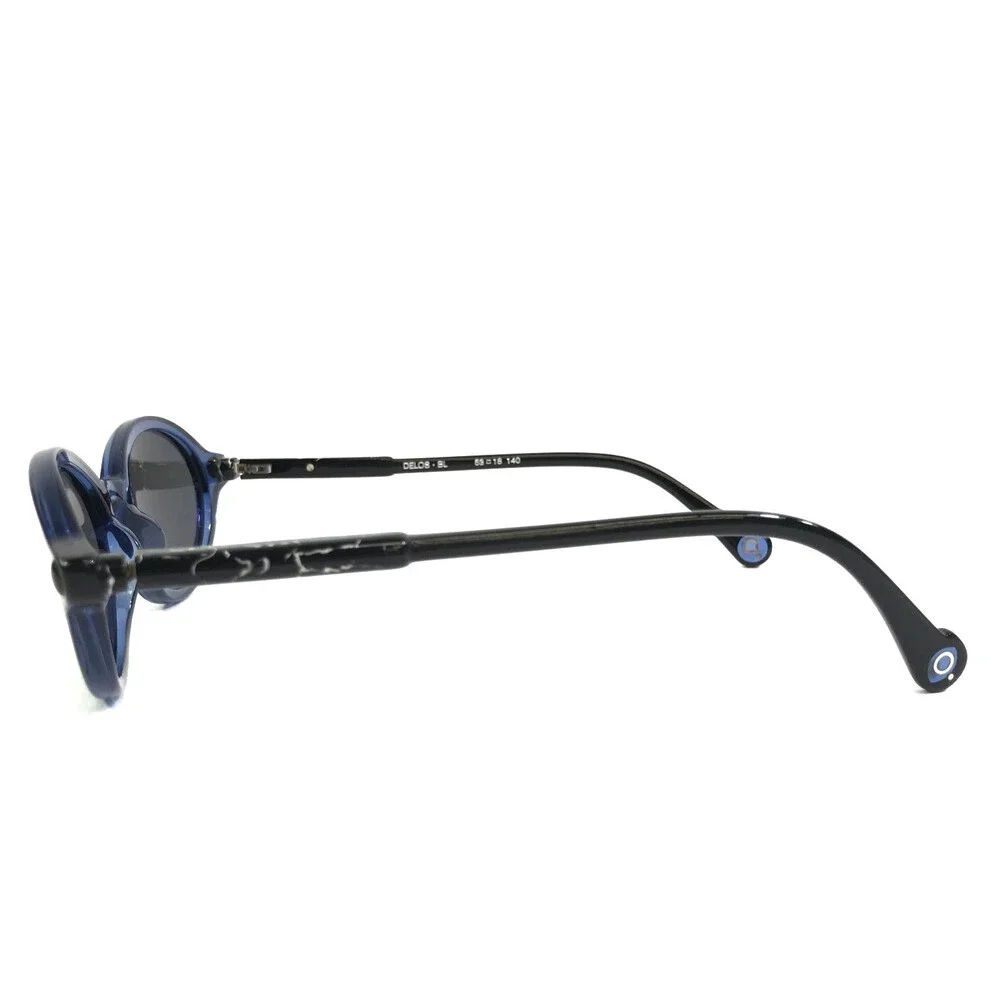 Etnia Barcelona Sunglasses DELOS BL Shiny Blue Oval Frames with Dark Gray Lenses